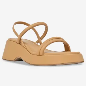 Tan strappy platform