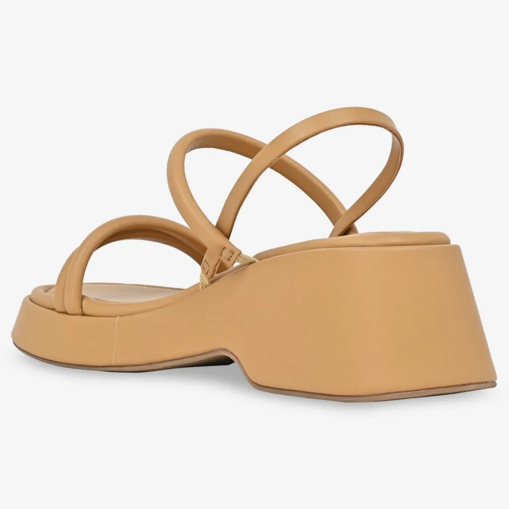 Tan strappy platform