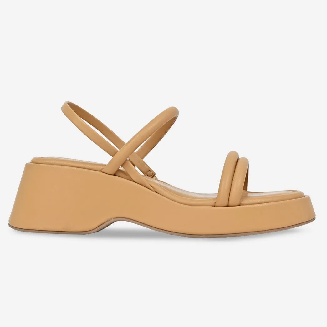 Tan strappy platform