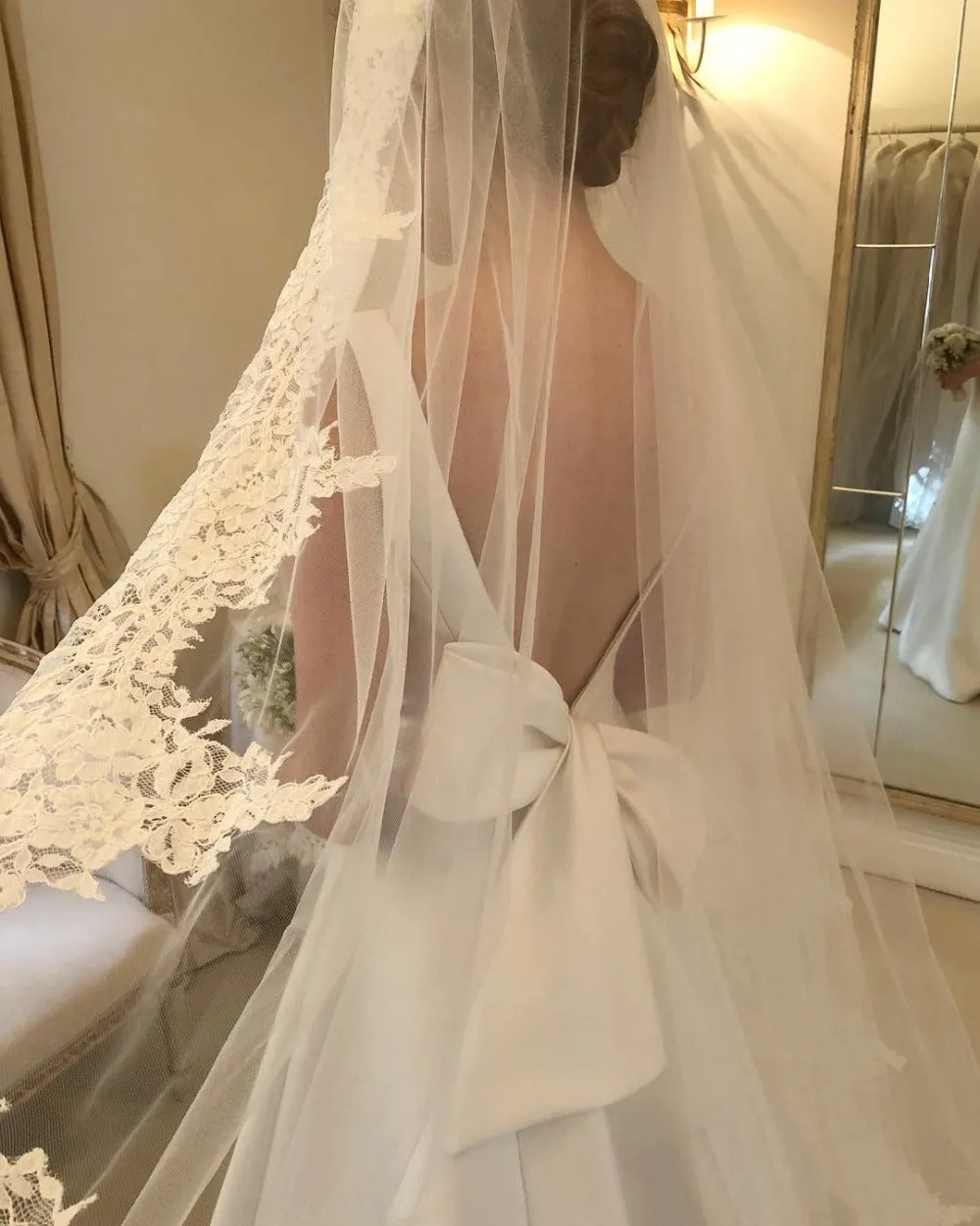 The Sales Rack-Bohemian Satin Bridal Dress With Bow Back