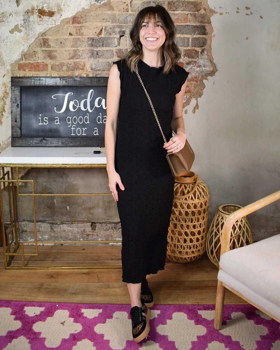 TIME AFTER TIME MIDI DRESS BY UMGEE- BLACK