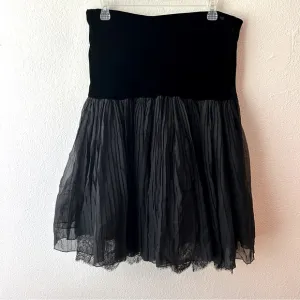 Tracy Reese silk velvet lace black skirt size 10 party festive holiday formal