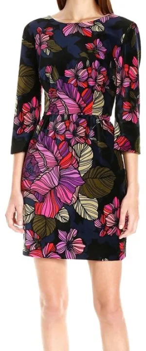TRINA TURK Short Velvet Floral Sheath Dress Size 10