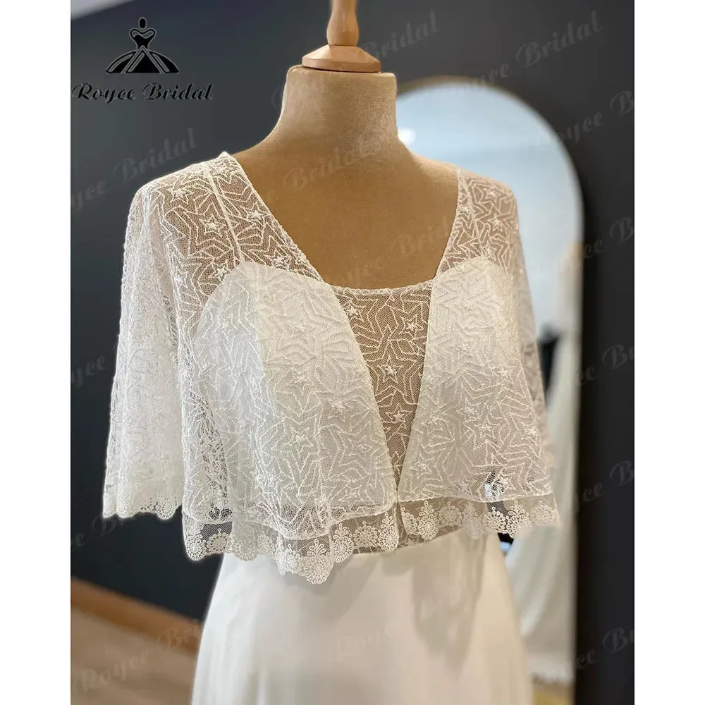 trouwjurk Vintage Lace Bodice Chiffon Boho Beach Wedding Dress for Bride Bohemian Wedding Gown Custom Made Vestido Noiva