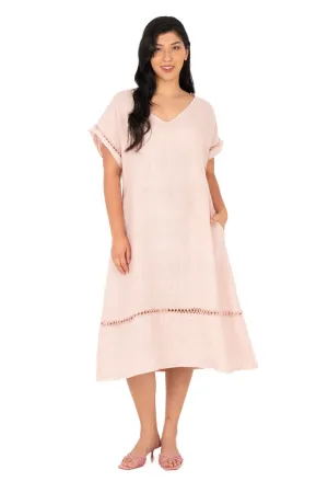 V-Neck Linen Dress | Blush