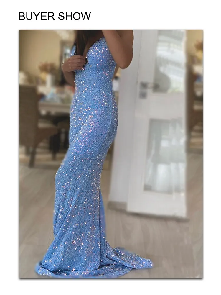 V-Neck Sleeveless Velvet Prom Evening Long Dress