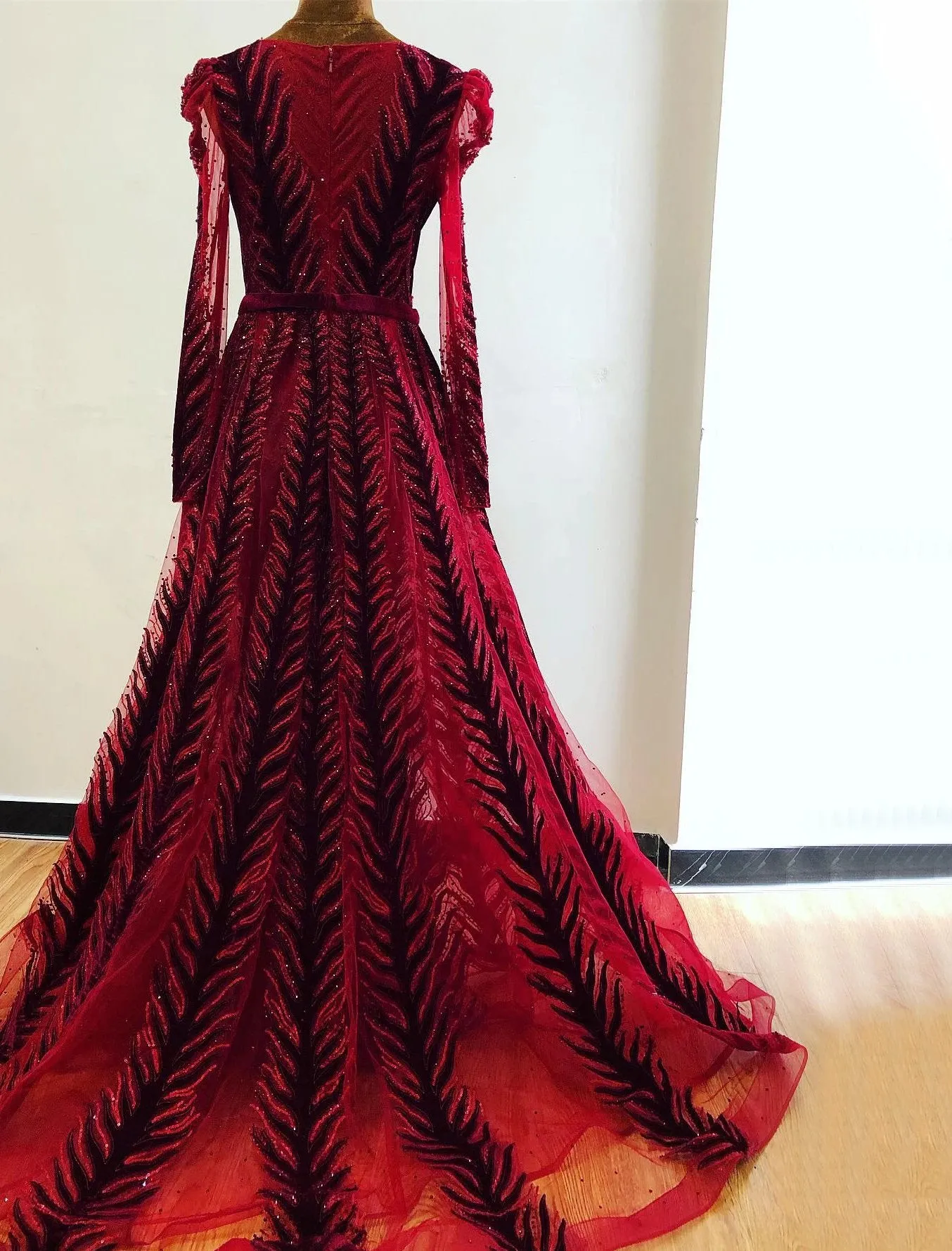 Velvet Wine Red Evening Dress