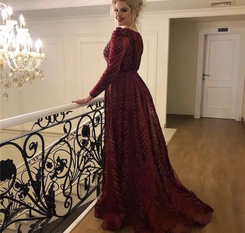 Velvet Wine Red Evening Dress