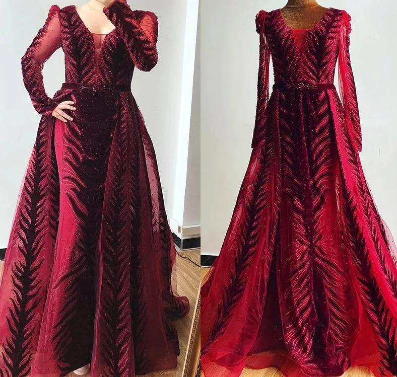 Velvet Wine Red Evening Dress
