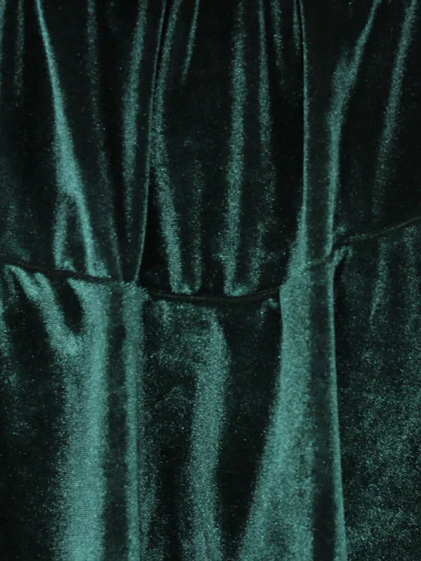 Velvet Wrap Mini Dress with Long Sleeves and Tie Waist