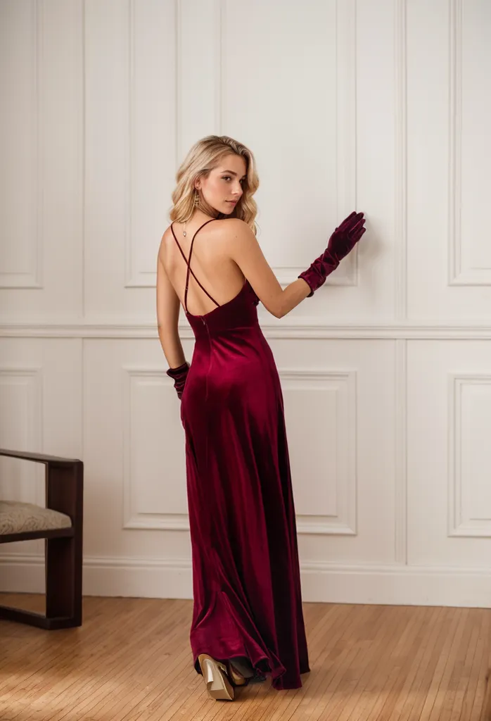 Vintage A-Line Velvet Prom Dress with Spaghetti Straps and Crisscross Back