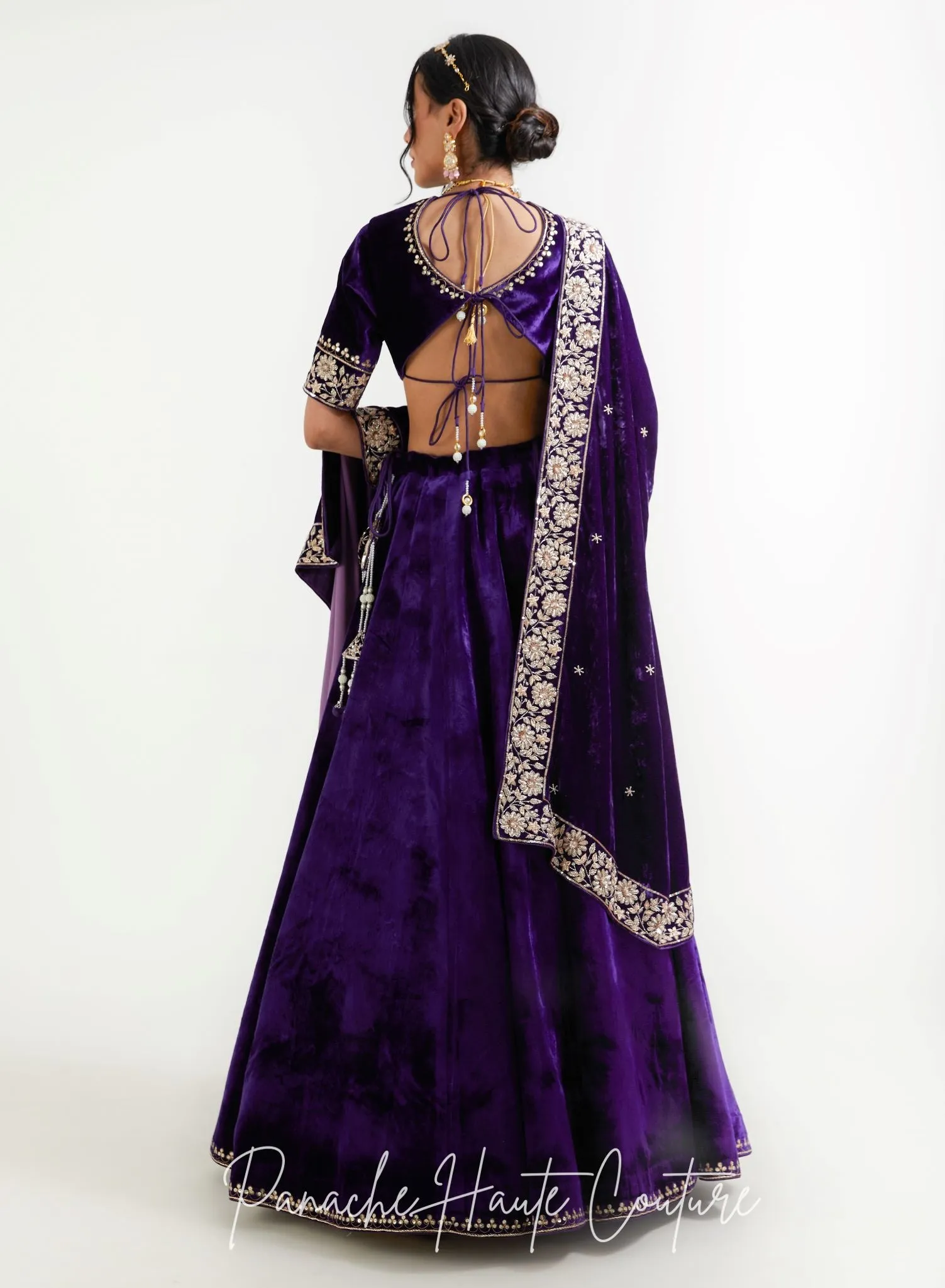 Violet Color Silk Velvet Shawl