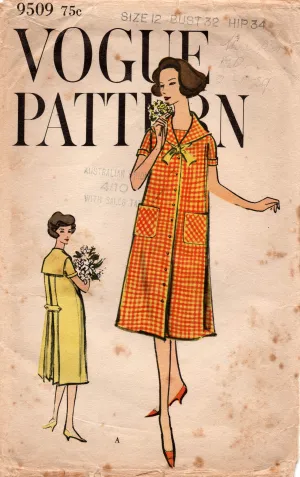 Vogue 9509 Womens Sailor Collar Maternity Dress Top & Skirt 1950s Vintage Sewing Pattern Bust 32 inches UNUSED Factory Folded