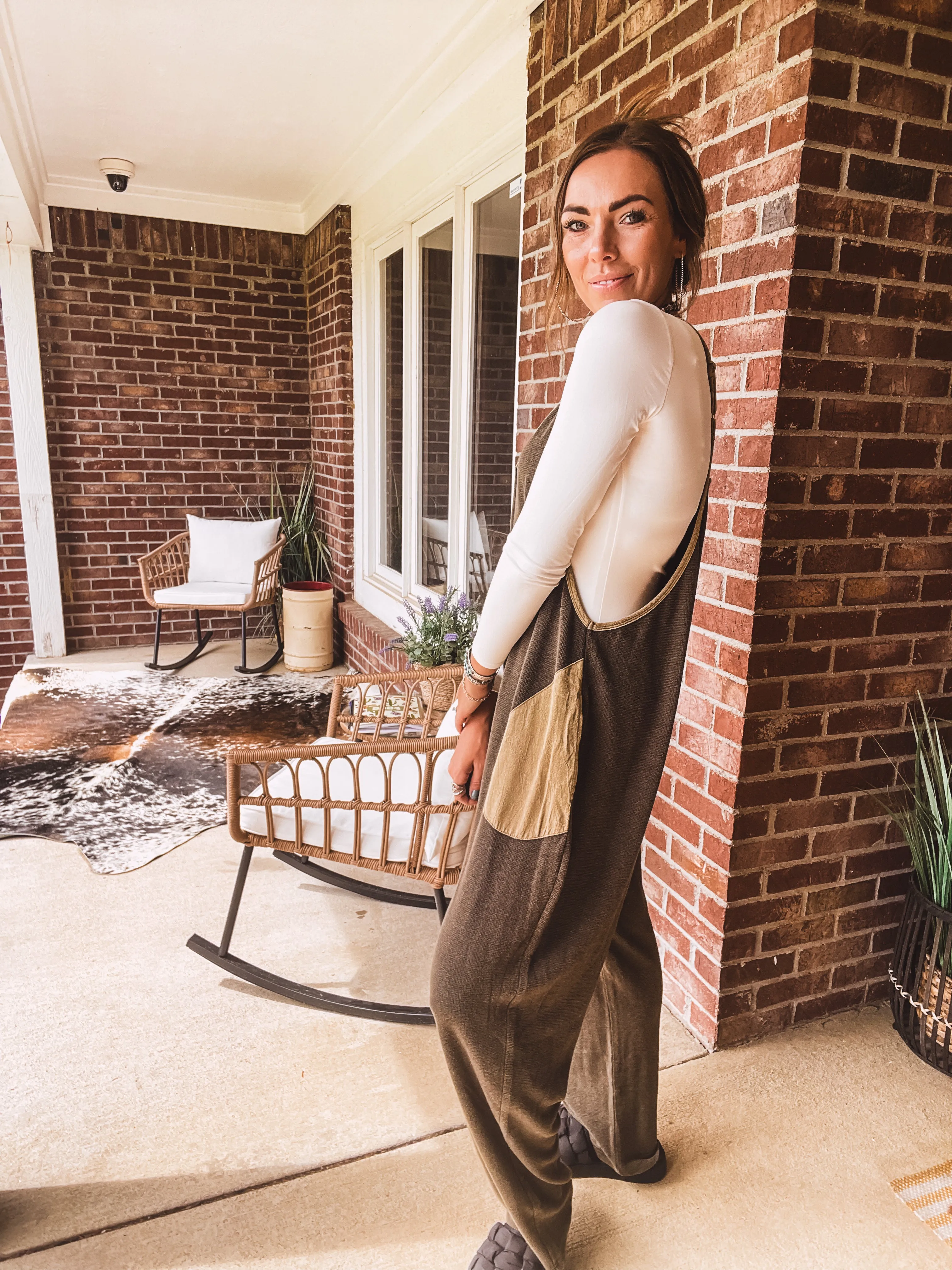 Washed Olive Thermal Jumpsuit Contrast Pocket