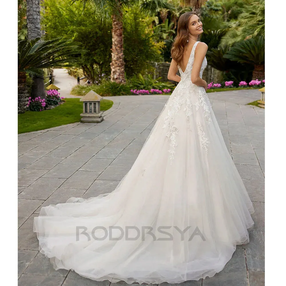 Wedding Dress Bride Lace Appliques Bridal Dresses Women Backless