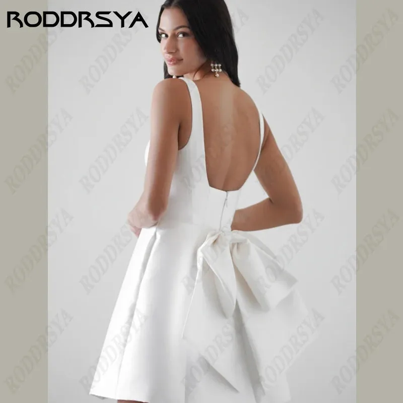 Wedding Dress Square Collar Removable Bow Robe De Mariee Spaghetti