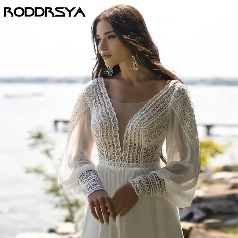 Wedding Dresses For Women Chiffon Puffy Sleeve vestido de novia