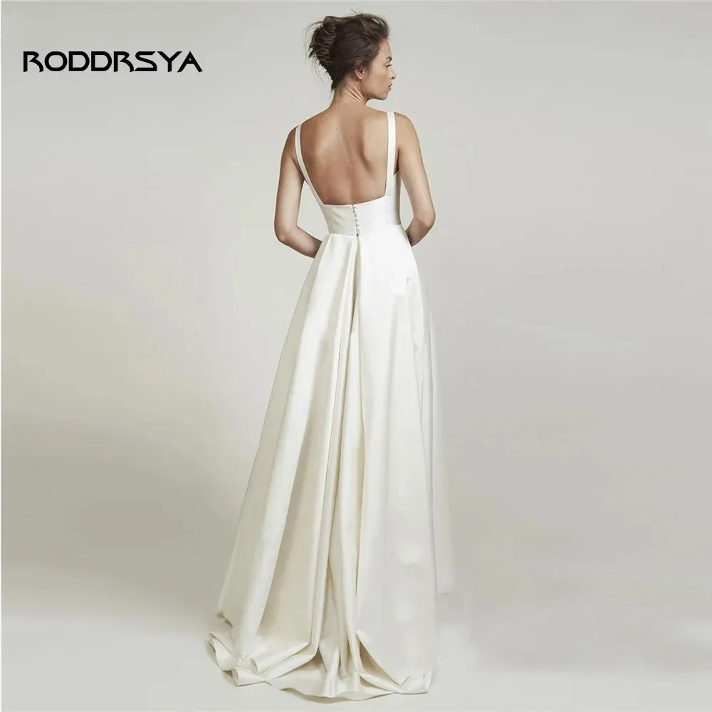 Wedding Dresses For Women Spaghetti Straps Backless Elegant Bridal Gown