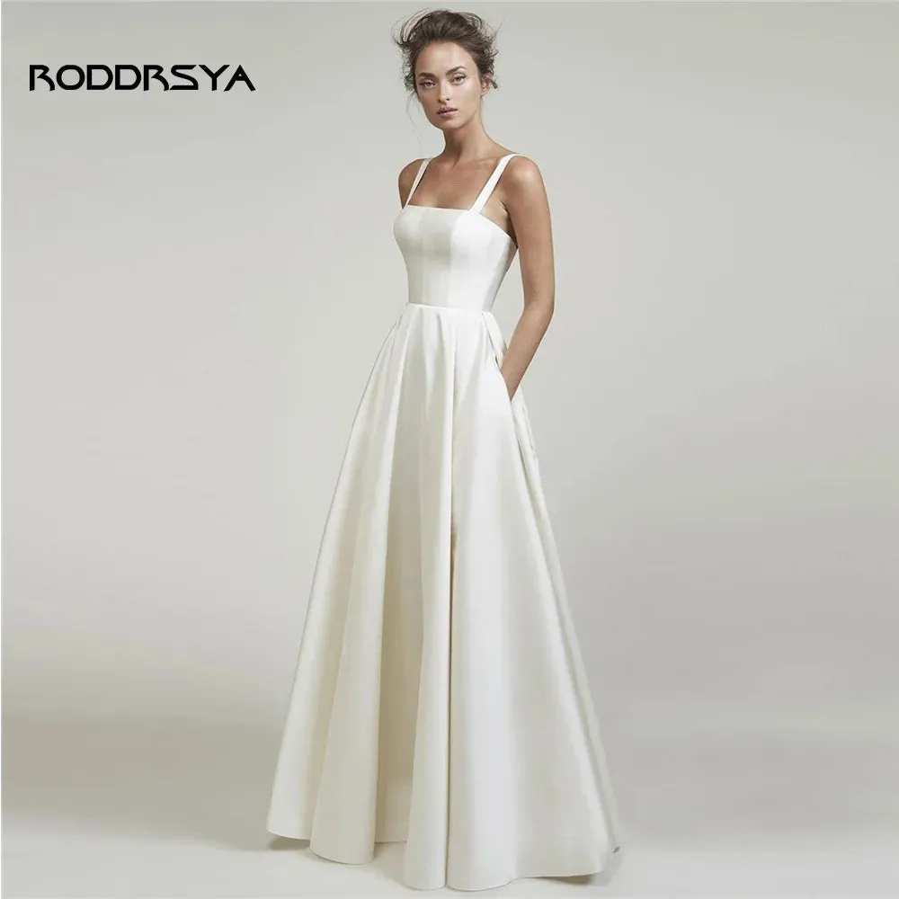 Wedding Dresses For Women Spaghetti Straps Backless Elegant Bridal Gown