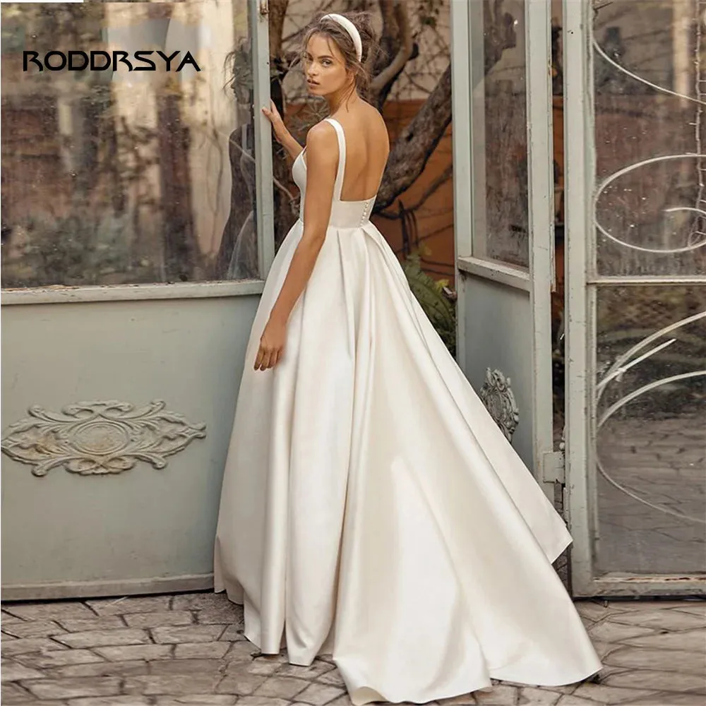 Wedding Dresses For Women Spaghetti Straps Backless Elegant Bridal Gown