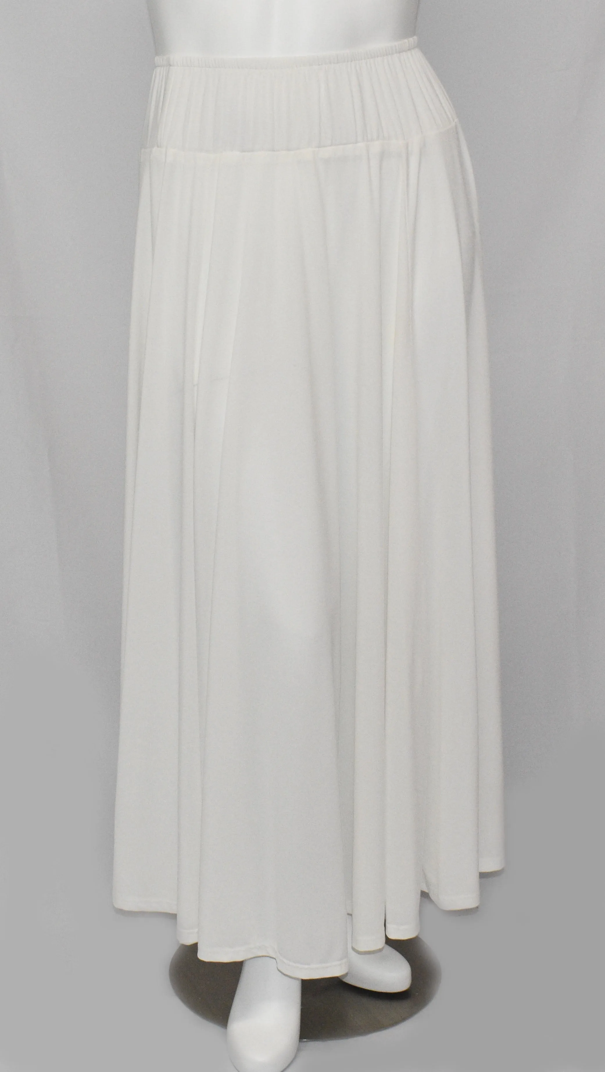 White Rich Drapery Spandex Extra Long Floor Length Skirt
