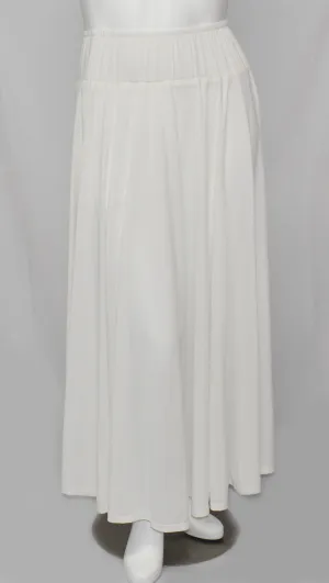 White Rich Drapery Spandex Extra Long Floor Length Skirt