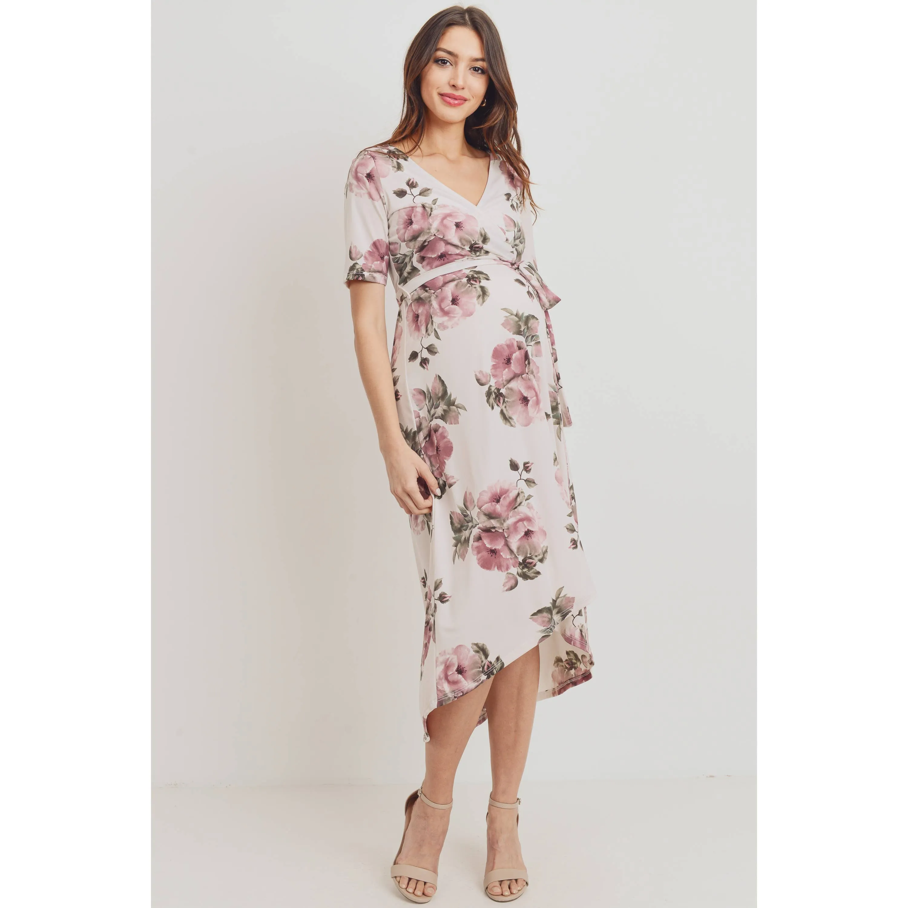 Wildflower Floral High-Low Maternity Nursing Dress