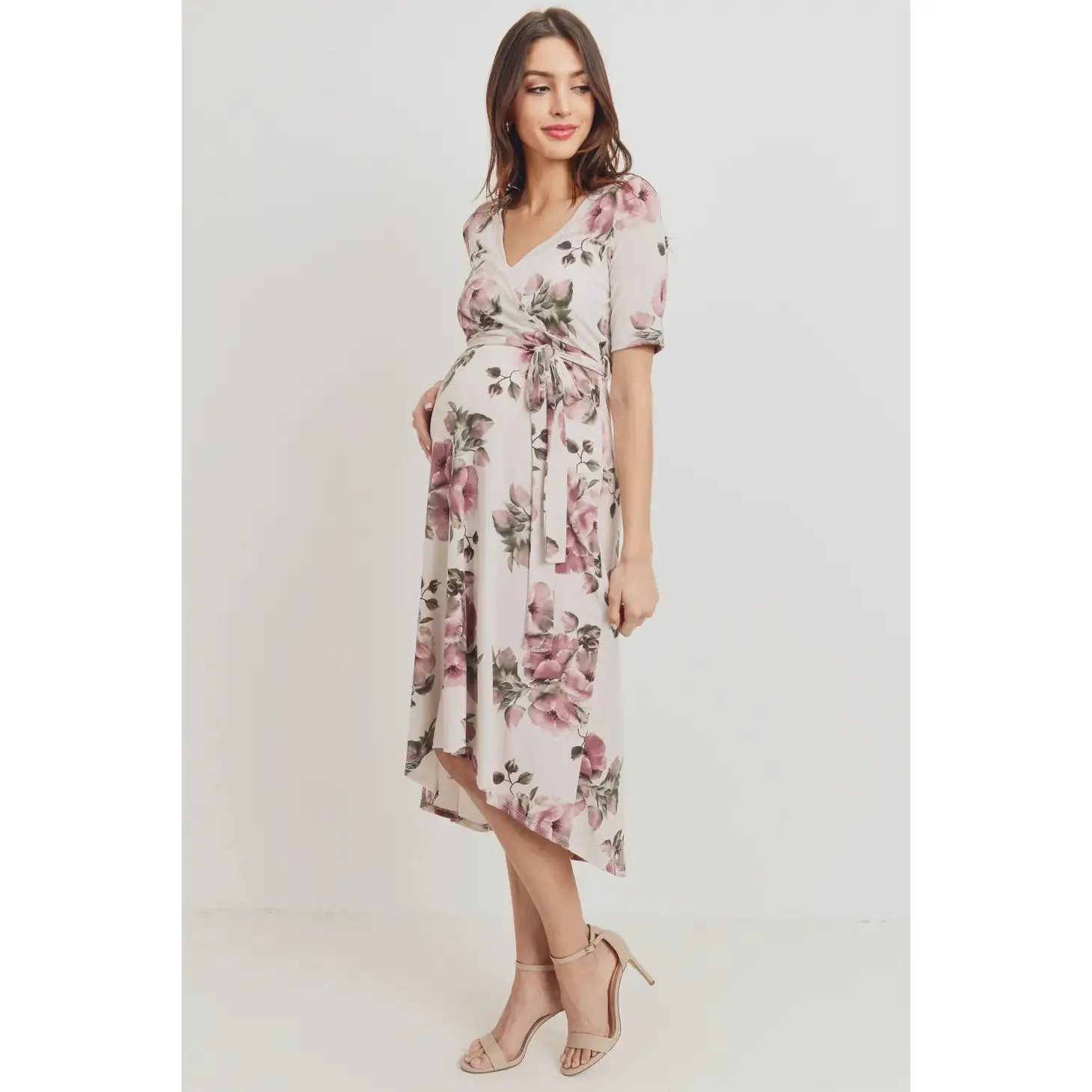 Wildflower Floral High-Low Maternity Nursing Dress
