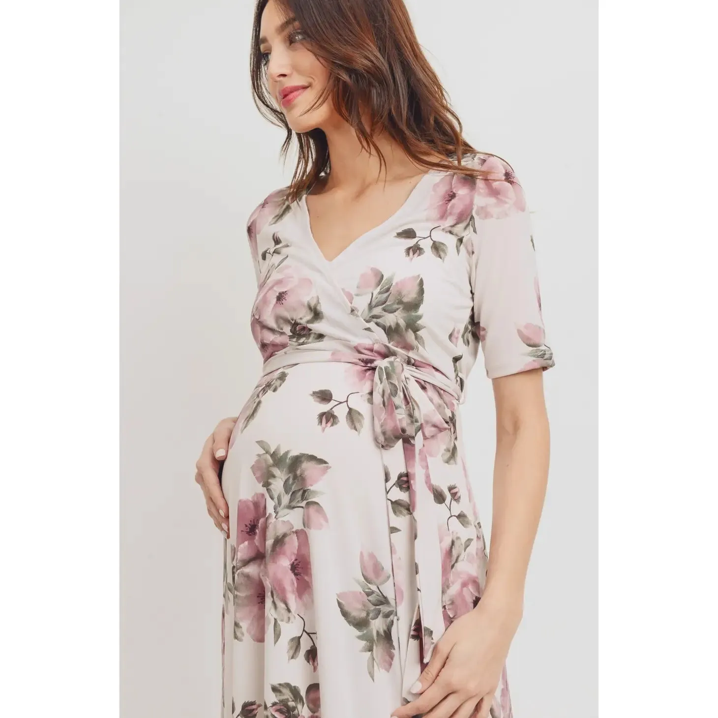 Wildflower Floral High-Low Maternity Nursing Dress