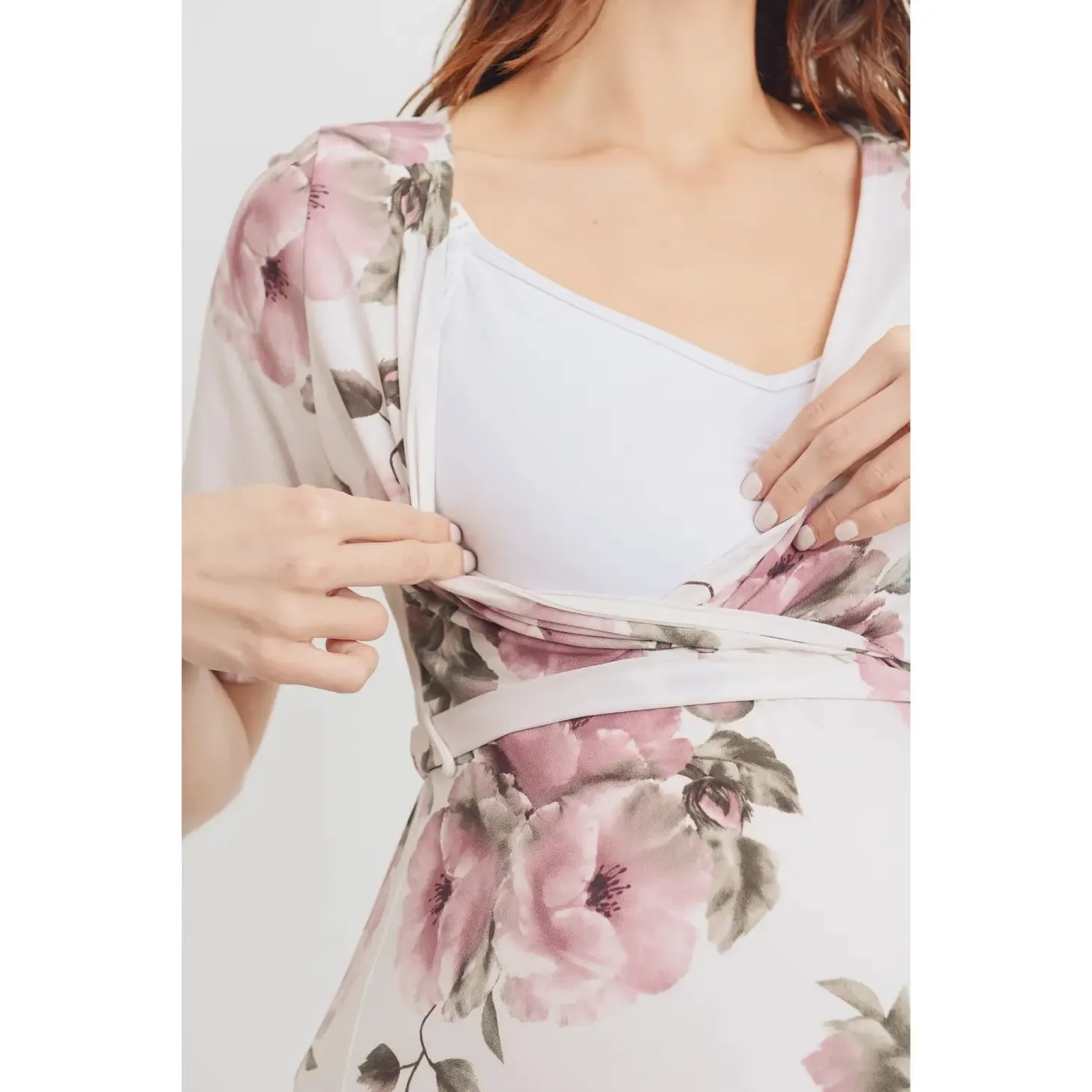 Wildflower Floral High-Low Maternity Nursing Dress
