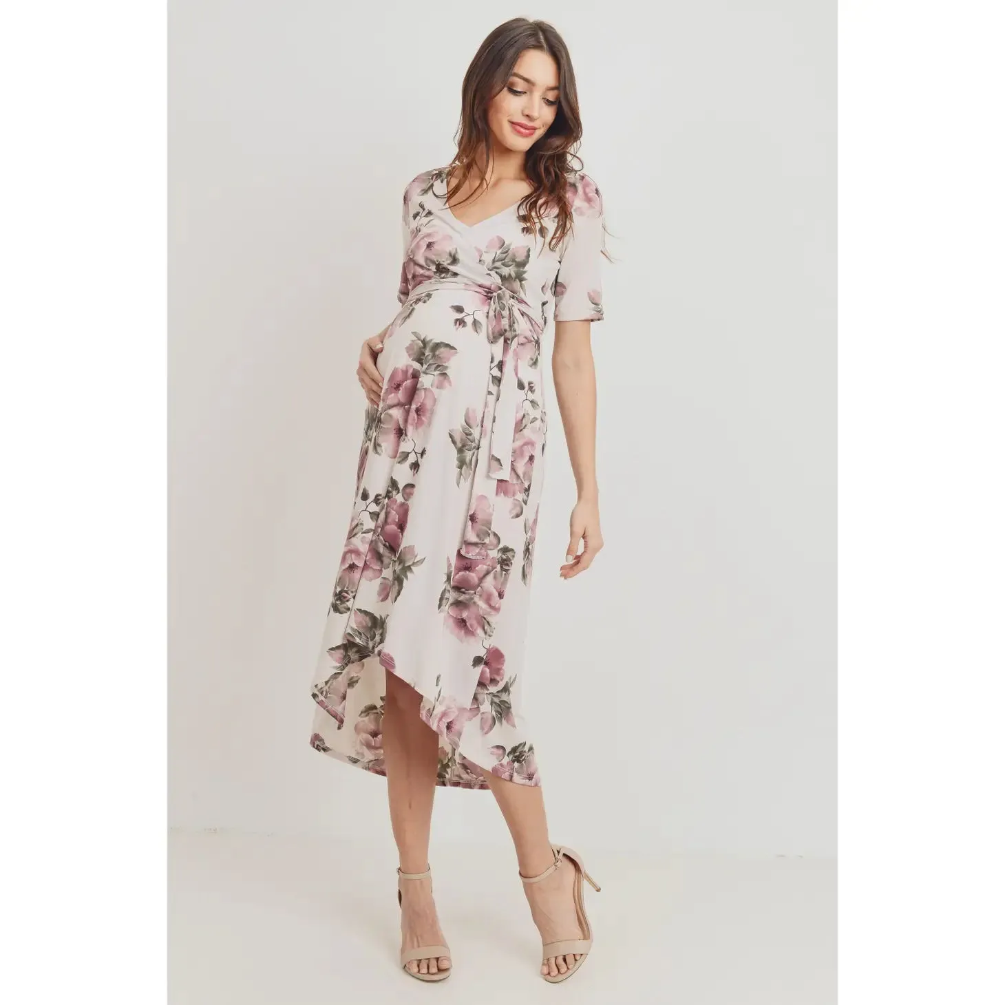 Wildflower Floral High-Low Maternity Nursing Dress