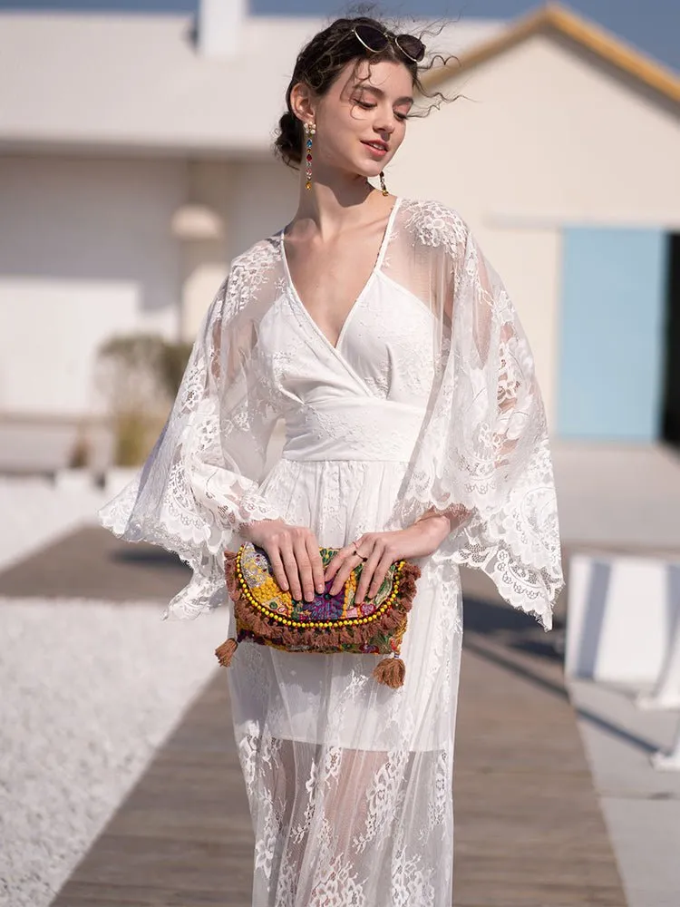 Women's Summer Bohemian White Seaside Resort Dress