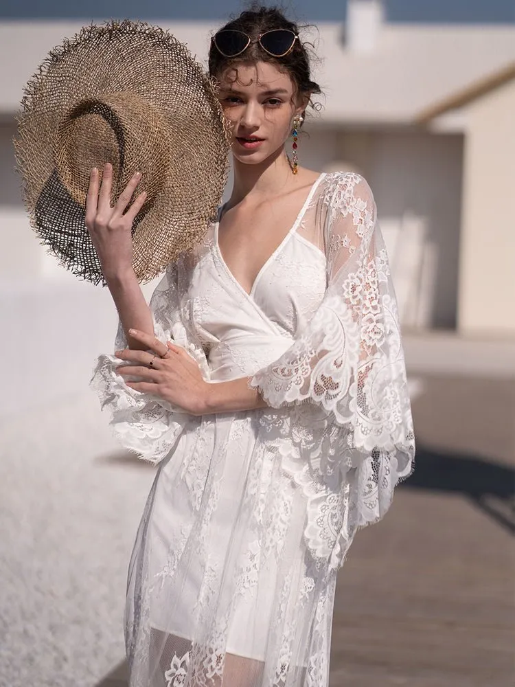 Women's Summer Bohemian White Seaside Resort Dress