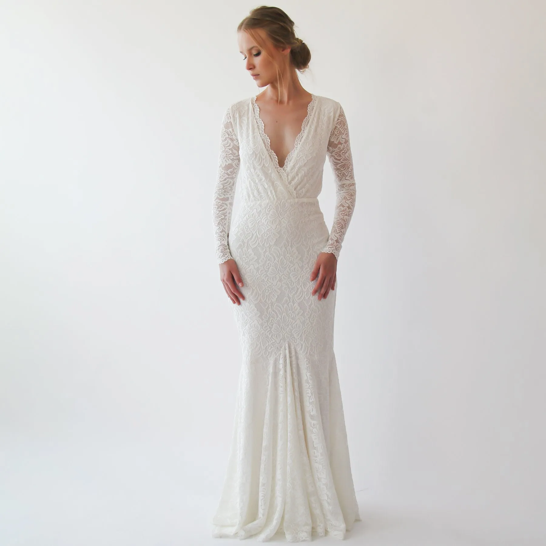 Wrap bohemian mermaid wedding dress #1255