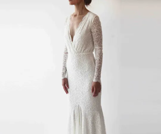 Wrap bohemian mermaid wedding dress #1255