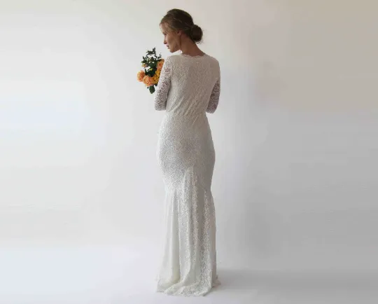 Wrap bohemian mermaid wedding dress #1255