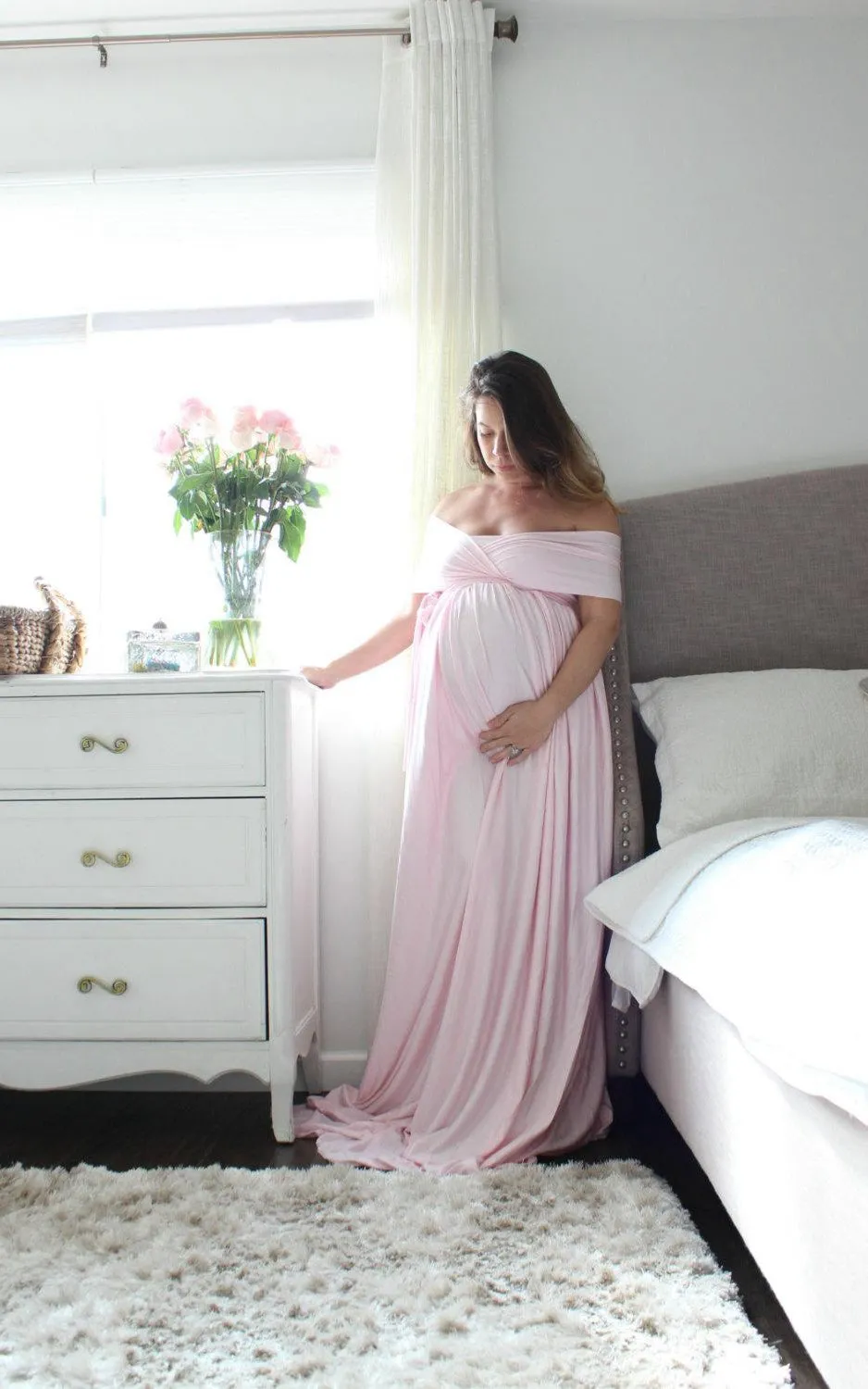 Wrap Floor-Length Pregnant Gown-711733
