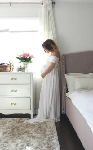 Wrap Floor-Length Pregnant Gown-711733