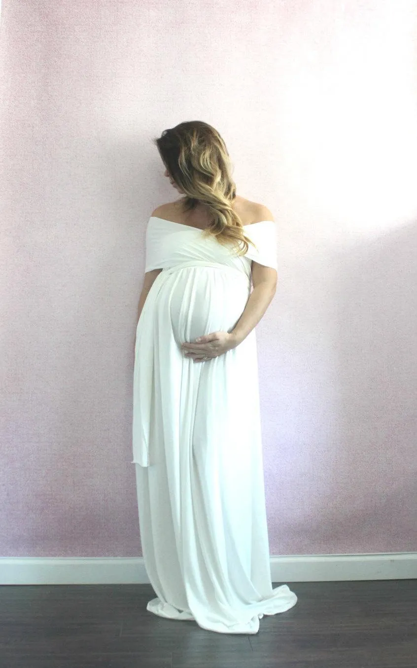 Wrap Floor-Length Pregnant Gown-711733