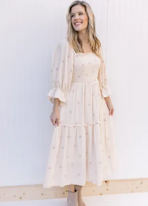 X Ivory Floral Embroidered Dress