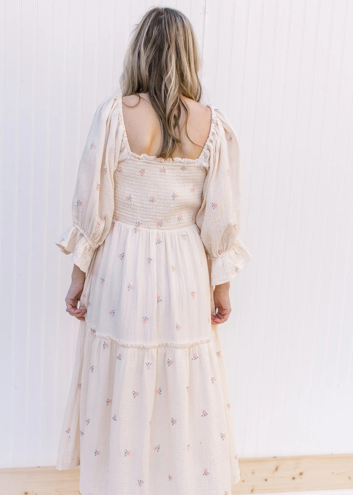 X Ivory Floral Embroidered Dress