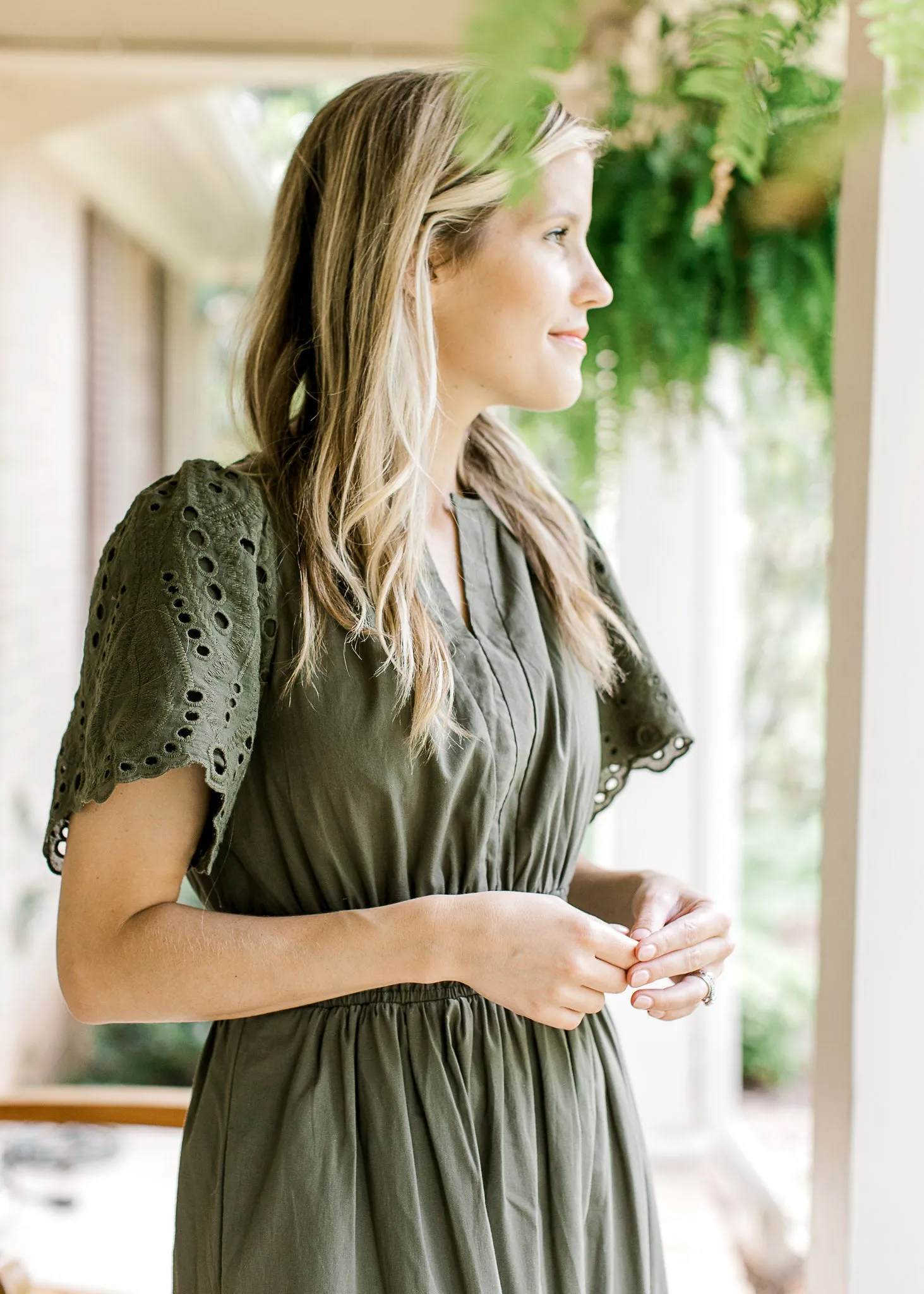 XZ Deep Green Eyelet Dress