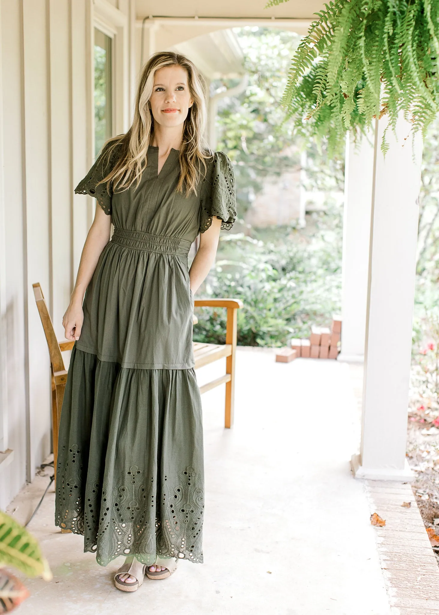 XZ Deep Green Eyelet Dress