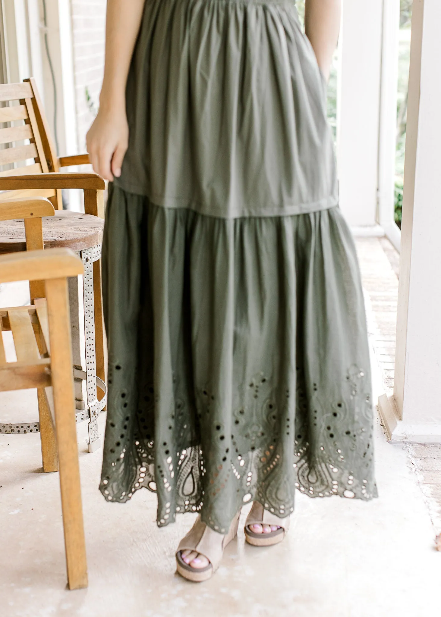 XZ Deep Green Eyelet Dress