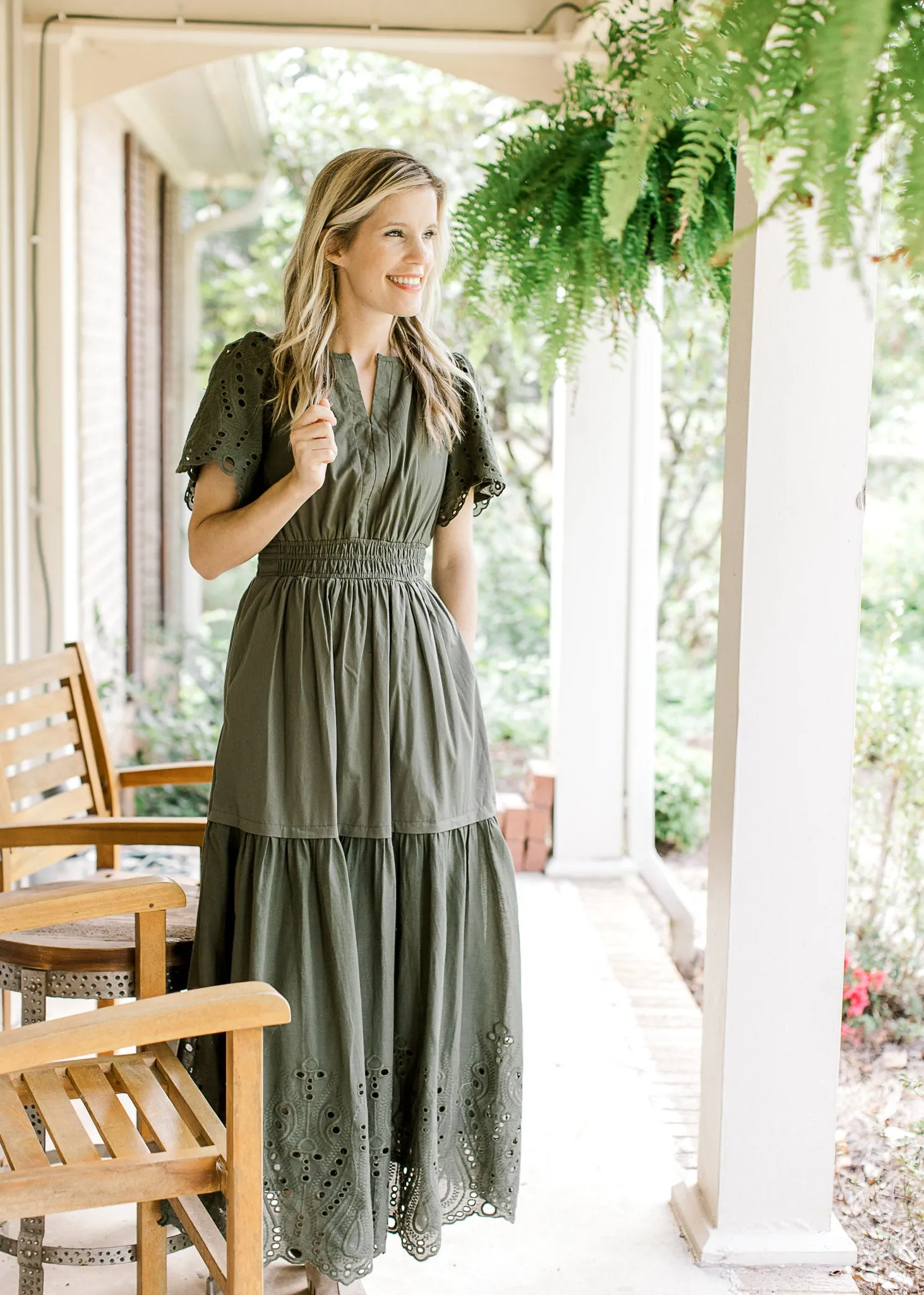 XZ Deep Green Eyelet Dress