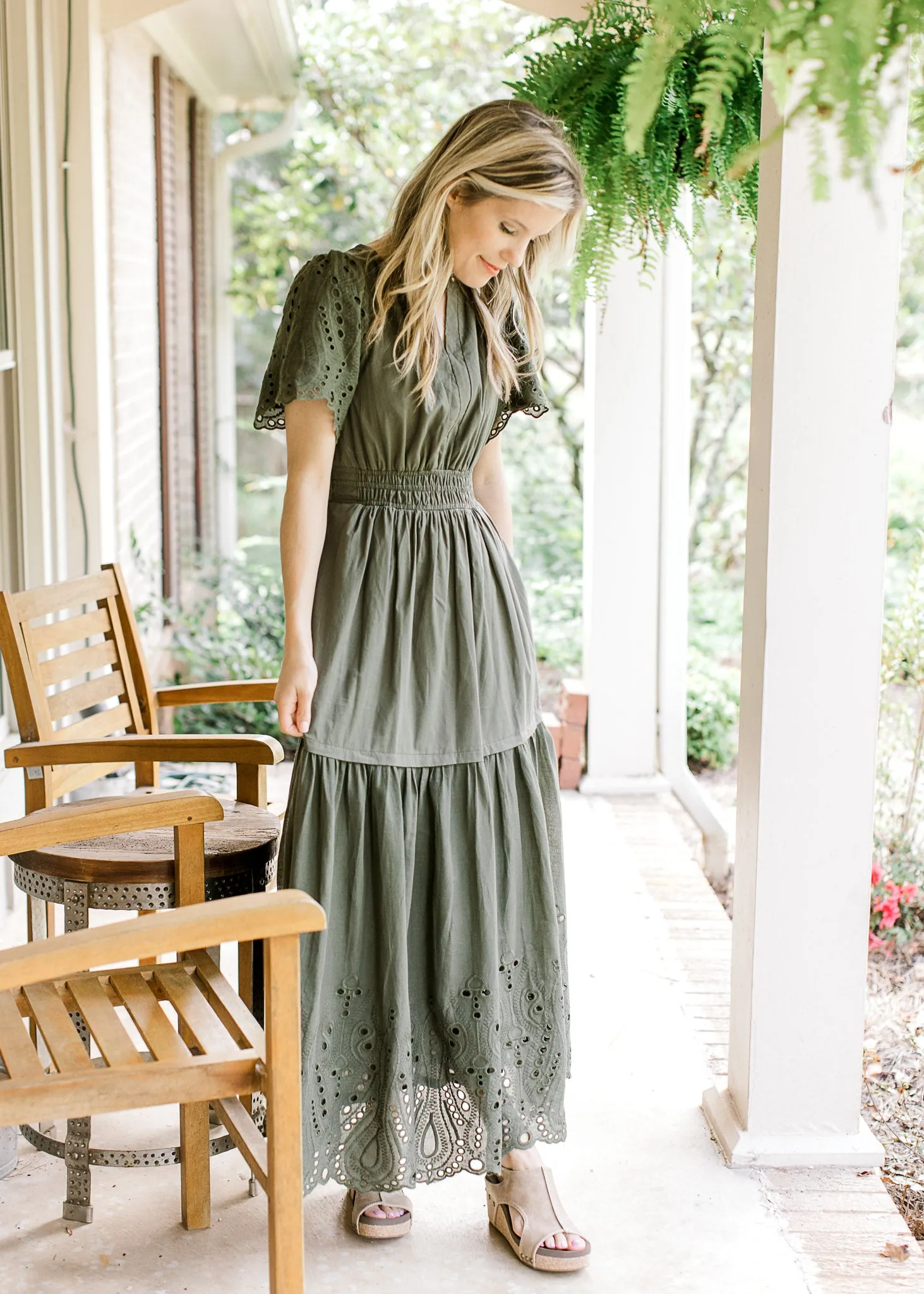 XZ Deep Green Eyelet Dress
