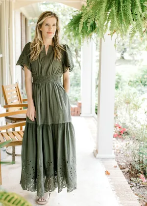 XZ Deep Green Eyelet Dress