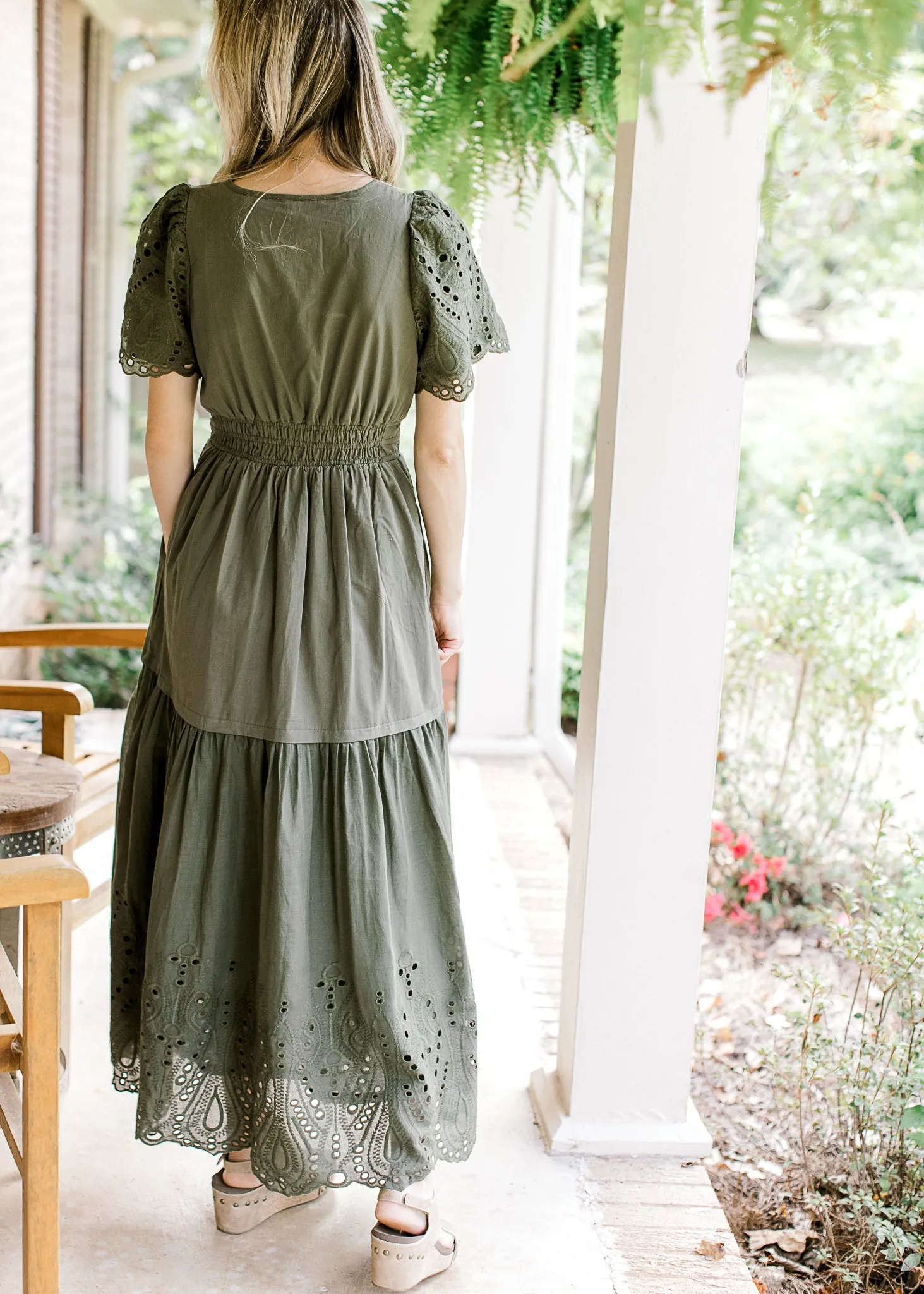 XZ Deep Green Eyelet Dress