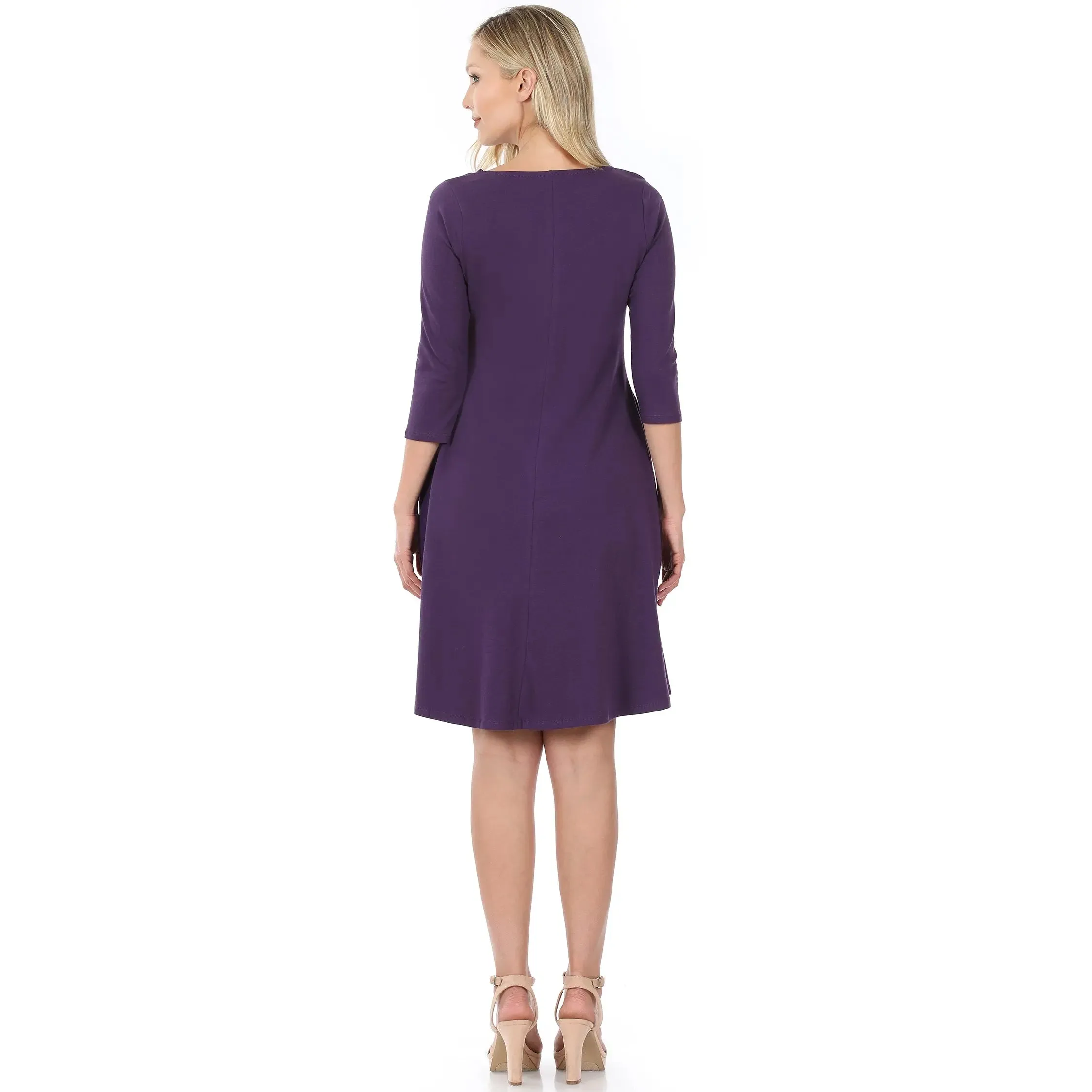 ZENANA No-4596P PREMIUM COTTON CLASSIC A LINE DRESS SIDE POCKETS Style